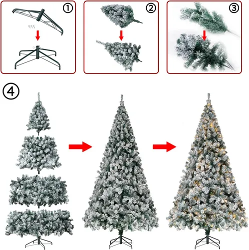 Vista 9 de Árbol de Navidad de 5 pies con luz, árbol de Navidad artificial de nieve