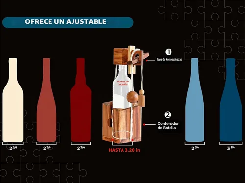 Vista 4 de BSIRI Rompecabezas de botella de vino - Desafiante soporte de botella de vino de madera 3D y juego de rompecabezas de bloqueo de vino para adultos.