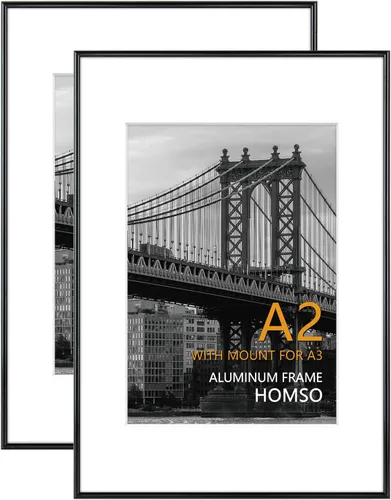 Vista 11 de Homso Marco de póster A1 en color negro, tablero fino de metal A1 con plexiglás acrílico para fotos A2 con paspartú o 23.4 x 33.1 pulgadas sin