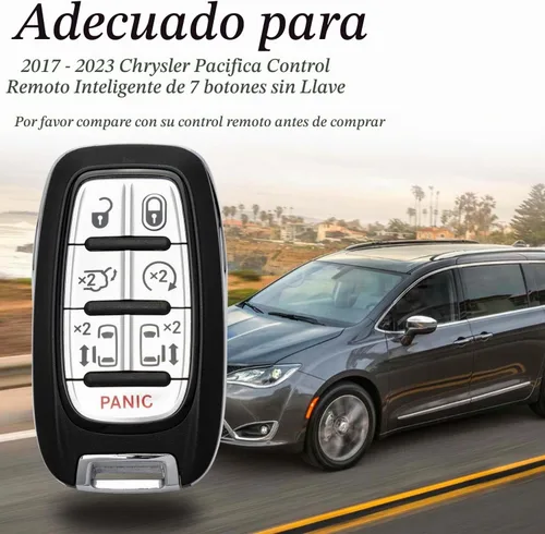 Vista 6 de Vitodeco Funda protectora de cuero genuino para llavero inteligente con clip de cuero compatible con Chrysler Pacifica 2017 - 2026 (7 botones, negro)