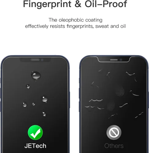 Vista 5 de JETech Protector de pantalla de cobertura completa para iPhone 12/12 Pro de 6.1 pulgadas, película de vidrio templado 9H, compatible con fundas