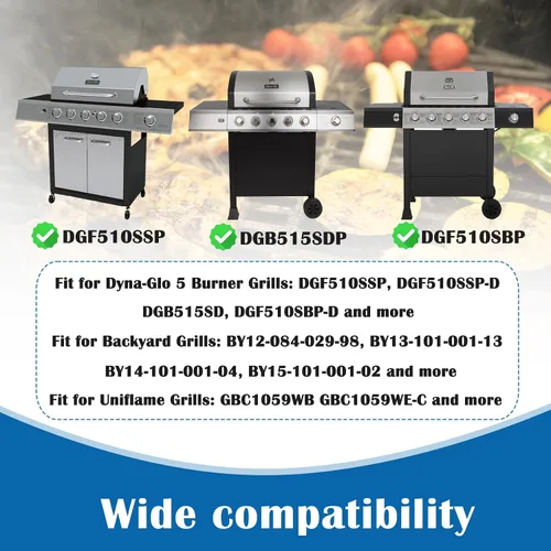 Vista 3 de SafBbcue DGF510SBP DGF510SSP Kit de repuesto para Dynaglo Grill Parts DGF510SBP-D DGF510SSP-D Backyard BY12-084-029-98, BY13-101-001-13, GBC1555W-C