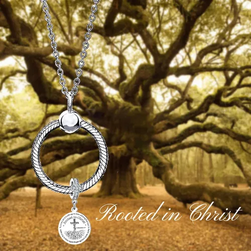 Vista 6 de Dije colgante de versículo bíblico de mano de oración cristiana para pulsera Pandora