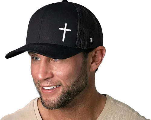 Vista 3 de HAKA Cross Hat - Christian Trucker Hat Jesus, Mesh Outdoor Hat for Men & Women, Adjustable Baseball Cap, Snapback Hat