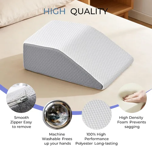 Vista 8 de Almohada de cuña para aliviar el dolor de espalda, almohada de reflujo ácido, almohadas de espuma viscoelástica para dormir, almohada triangular