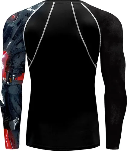 Vista 3 de color cosplayer Camiseta de compresión de manga larga para hombre, protección solar UPF 50+