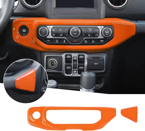 Vista 8 de JeCar Cubierta de panel de interruptor de aire acondicionado compatible con Jeep Wrangler 2018-2023 JL JLU y Gladiator JT 2020-2023, textura