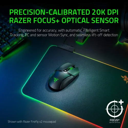 Vista 3 de Mouse gamer inalámbrico Razer Basilisk X HyperSpeed Compatible con Bluetooth e inalámbrico sensor óptico de 16 K DPI 6 botones programables batería