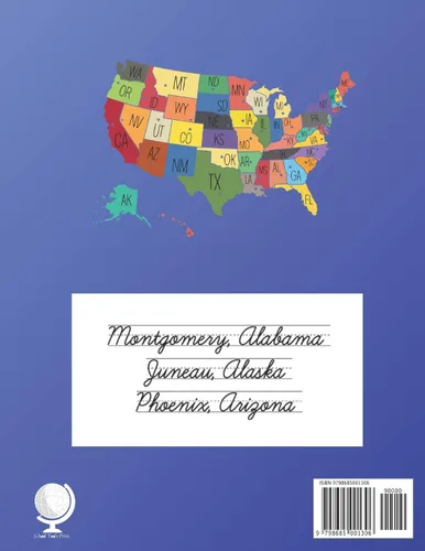 Vista 2 de Learn the U.S. States and their Capitals with Cursive Handwriting Cursive Writing Workbook for Kids ages 8-10 Cursive Handwriting Practice Social