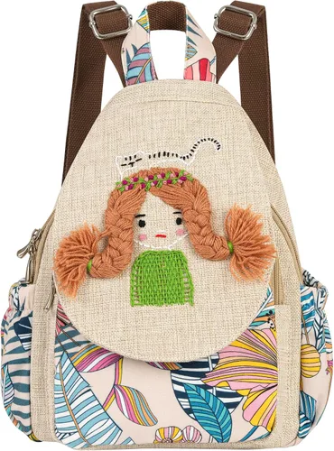 Vista 80 de HUANGGUOSHU Mochila de algodón tejida de algodón bohemio con bordado de lona estilo bohemio con múltiples bolsillos retro linda mochila cartera