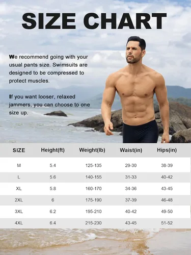 Vista 6 de 361 Swim Jammers for Men, Pro Racing Training Swimsuit, Chlorine Resistant Endurance Swimming Pants