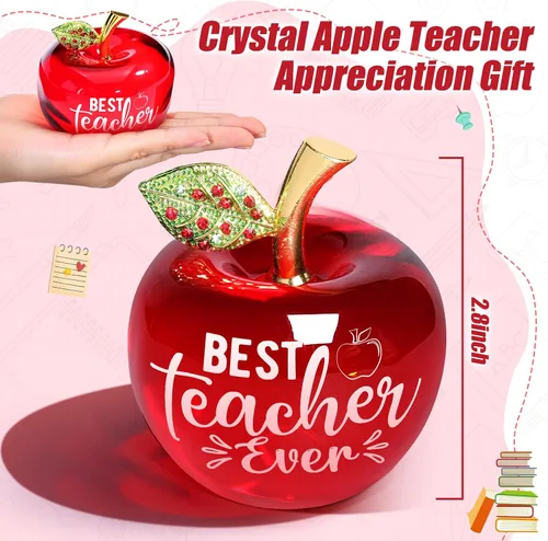 Vista 2 de Yookeer Regalos de agradecimiento para profesores, pisapapeles acrílico de manzana de 3 pulgadas, el mejor regalo para profesores, regalo