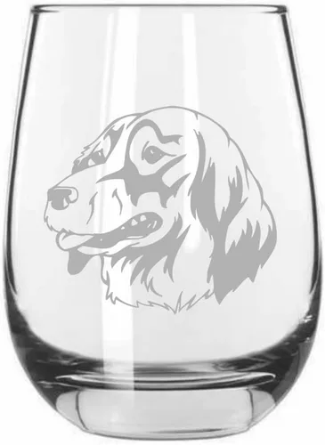 Vista 275 de Shar Pei (chino) - Vaso de vino sin tallo grabado para perro, 15.25 onzas