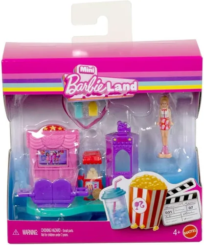 Vista 5 de Barbie Juego de mini casa de muñecas: Barbie Land con muñeca de 1.5 pulgadas, muebles y accesorios