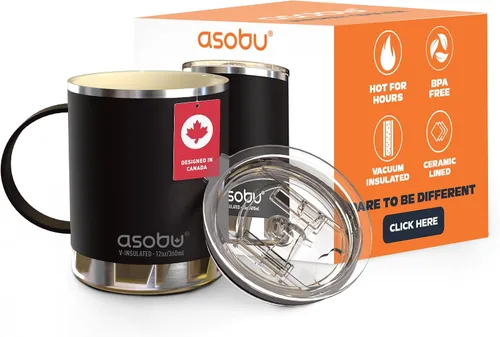Vista 17 de asobu Taza de viaje 360 – Taza de acero inoxidable aislada al vacío de 28 onzas con tapa y asa a prueba de derrames de 360° – Mantiene las bebidas