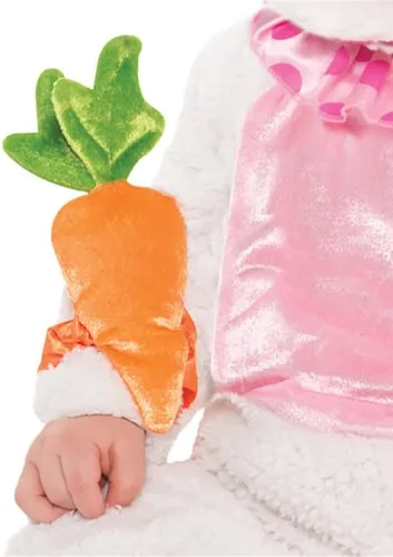 Vista 3 de Xinxiaomeng Disfraz de conejo de Pascua para niñas, traje de conejo y zanahoria, disfraz de conejo