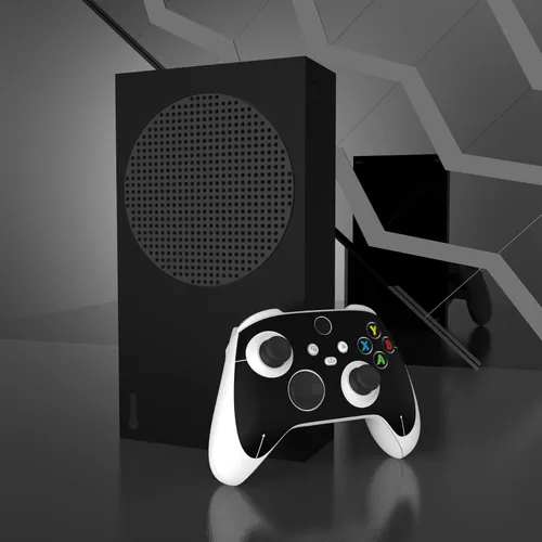 Vista 5 de PlayVital Fundas de vinilo personalizadas negras para controlador inalámbrico Xbox Core, calcomanías de cubierta para consola Xbox Series S