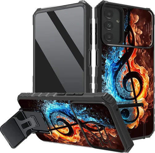 Vista 19 de Funda protectora para cámara Samsung Galaxy A14 5G, resistente y resistente con protección deslizante para lente deslizante, soporte integrado