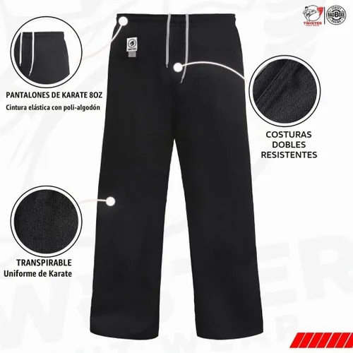 Vista 5 de TWISTER FIGHT WEAR Professional Double Stitch Strong Quality Training Student Karate Gi,Middleweight 8oz With Free White Belt Negro