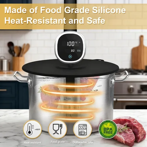 Vista 4 de Sous Vide - Tapas de silicona de precisión para cocinar hasta 11 ollas, compatible con cocinas de precisión Anova/Joule/Inkbird Culinary Sous Vide