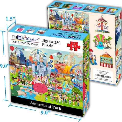 Vista 5 de Think2Master Rompecabezas de 250 piezas de parque de atracciones. Gran regalo. Piezas grandes. Tamaño: 14.2" X 19.3