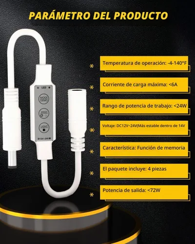 Vista 4 de YM E-Bright Interruptor de atenuación LED en línea, mini flash estroboscópico intermitente, controlador de módulo regulable para tira de luces LED