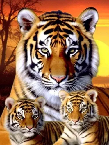 Vista 14 de Bimkole Kits de arte de diamantes 5D para adultos, flores alrededor del tigre, set de bordado de pedrería DIY animal de taladro completo, pintura
