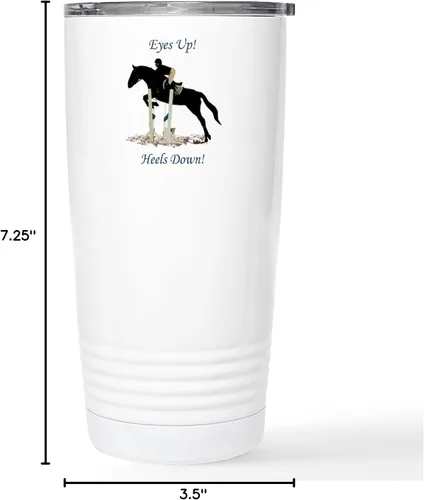Vista 4 de CafePress Eyes Up Heels Down Horse - Vaso de café de acero inoxidable con aislamiento, de 20 onzas