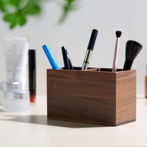 Vista 9 de KORUA Portalápices de madera de nogal (ranuras dobles) para escritorio
