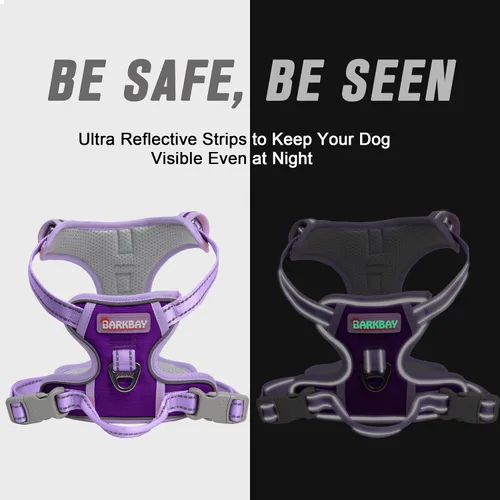 Vista 103 de BARKBAY - Arnés para perro sin tirones con clip frontal, material resistente y reflectante, asa de fácil control para pasear perros grandes