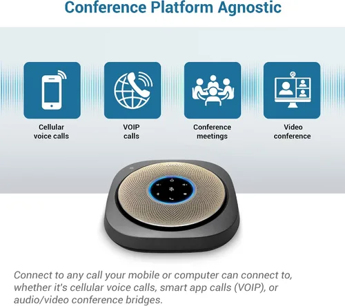Vista 6 de VTech VCS601-2 Altavoz Bluetooth para conferencias - Recogida de voz premium de 360° con 6 micrófonos, conexión NFC inteligente, tiempo de llamada