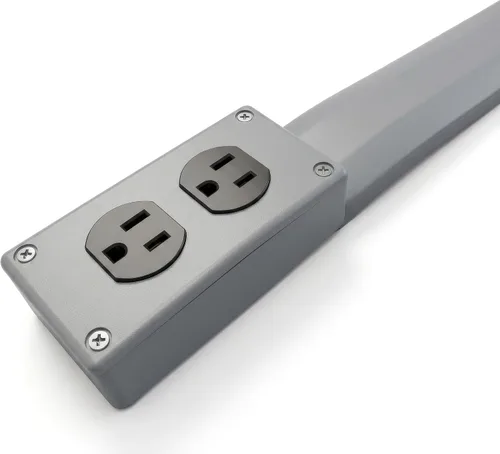 Vista 9 de Electriduct Cable de extensión de energía eléctrica plano con enchufe duplex y protector - 5 pies - Negro