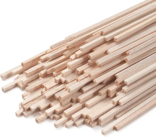 Vista 14 de Palitos de madera de balsa, tiras de madera de balsa, 20 varillas cuadradas de madera de 1/2 x 12 pulgadas para manualidades, palos de madera sin