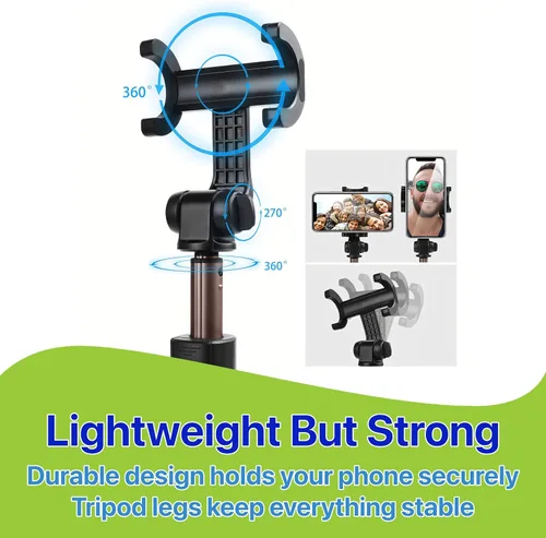 Vista 7 de Trípode para selfie stick con bolsa de control remoto inalámbrico, extensible y ajustable, soporte ligero V-Log compatible con todos los iPhone