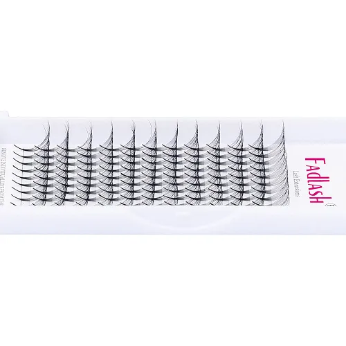Vista 69 de FADLASH Extensiones de pestañas postizas en abanico con base puntiaguda 10D, extensiones de pestañas postizas de tallo medio, extensiones