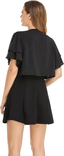 Vista 6 de Cárdigan de gasa de manga corta para mujer, con parte delantera abierta, para vestido de noche