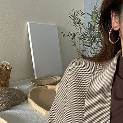 Vista 3 de Aretes circulares ovalados grandes exagerados con circonita chapada en 14 quilates, forma geométrica con aguja de plata S925 para mujeres y niñas