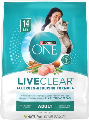 Vista 13 de Purina ONE LiveClear - Comida seca para gatos con reducción de alérgenos con pollo real como ingrediente principal - Bolsa de 3 libras