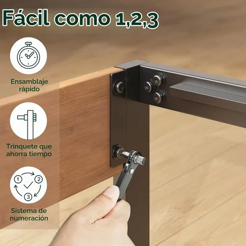 Vista 5 de ZINUS Olivia - Marco de cama de plataforma de metal y bambú, no necesita somier, soporte de listones de madera, fácil de montar, tamaño individual