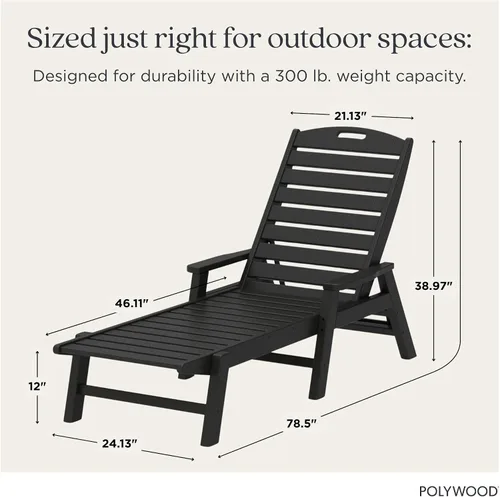 Vista 3 de POLYWOOD NCC2280MA-P Camastro Náutico con Brazos, Negro