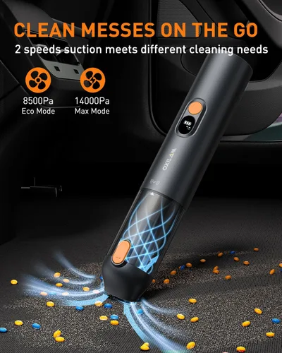 Vista 5 de OXILAM Aspiradora de Coche Portátil - Aspiradora de Mano Inalámbrica 14000PA de Alta Potencia, Soplado y Succión 2 en 1, Hasta 30 Minutos
