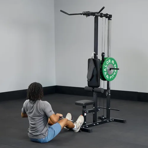 Vista 7 de Valor Fitness Máquina de cable de fila baja y desplegable LAT - Sistema de doble polea con carga de placa para entrenamiento de fuerza
