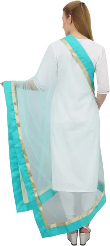 Vista 3 de Manta de bufanda de hiyab para mujer, diseño indio Net Dupatta