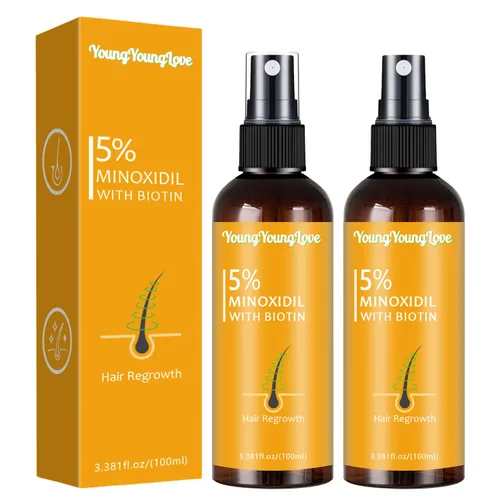 Vista 9 de Spray de minoxidil al 5% con biotina de 3.4 fl oz, tratamiento de recrecimiento para hombres y mujeres, promueve el cabello más grueso, más fuerte