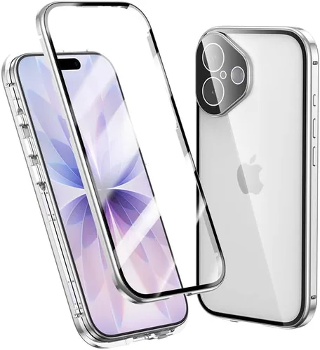 Vista 19 de Funda Henghui magnética con cierre compatible con iPhone 11, de vidrio, con protector de lente de cámara y protector de pantalla, cierre de Azul