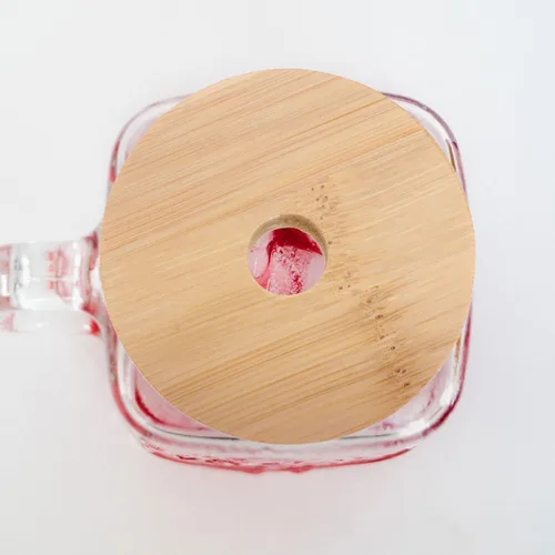 Vista 7 de UPKOCH Tarro de conservas para tarros de yogur, 4 unidades, tapas de bambú, tapa de tarro de vidrio, tapa de madera color madera