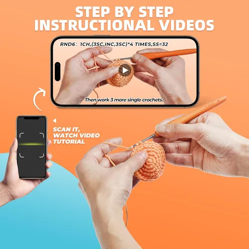 Vista 4 de MOREJMTT Kit de ganchillo para adultos principiantes, aprender a tejer, incluye hilo suave fácil de tejer, tutorial en video paso a paso, gancho