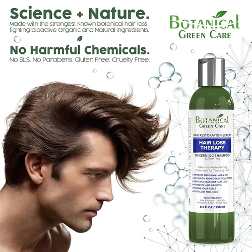 Vista 5 de Champú fortalecedor de terapia de pérdida de cabello para adelgazar el cabello, sin sulfato, fortalecimiento y voluminización, bloqueador de DHT