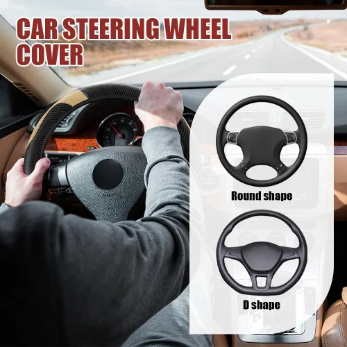 Vista 3 de Funda para Volante de Automóvil, Protector de Volante, Universal 14.5-15 Pulgadas Cuero de Microfibra Transpirable Fundas para Volante de Auto