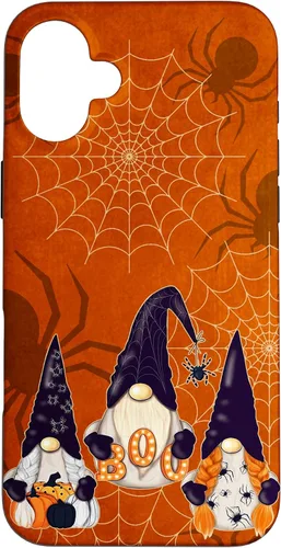 Vista 22 de iPhone 16 Spooky Halloween Gnomes Pumpkin Spider Pattern Witchy Boo Case